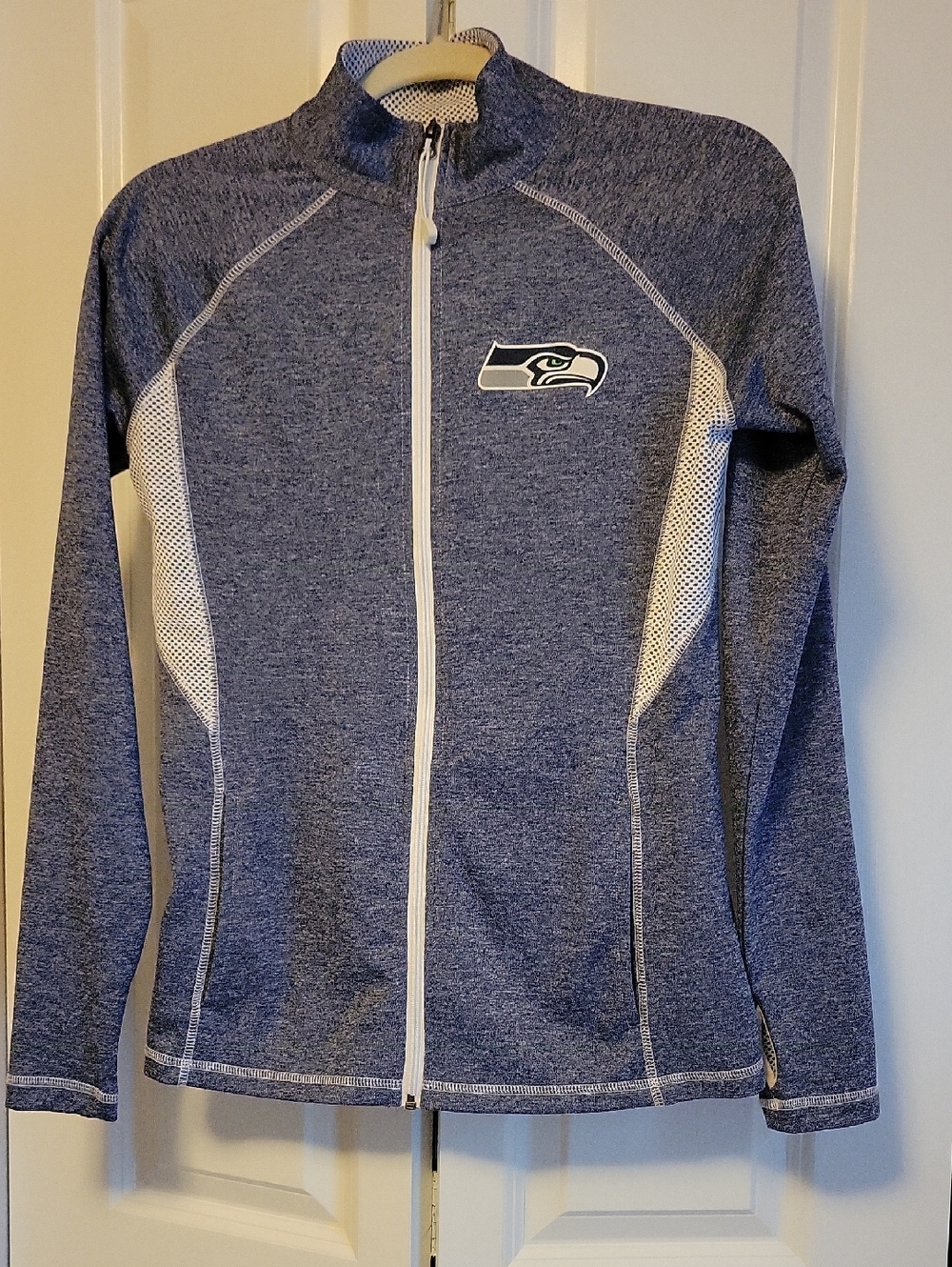 Seattle Seahawks Full-Zip Jacket - Heather Navy with White Accents